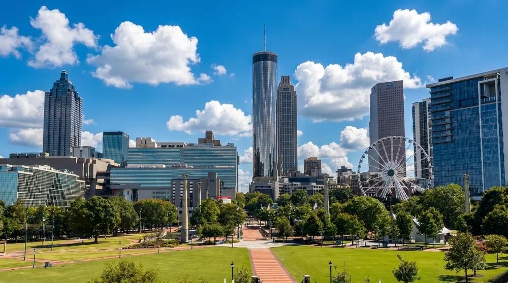 Atlanta, Georgia skyline over Centennial Olympic Park